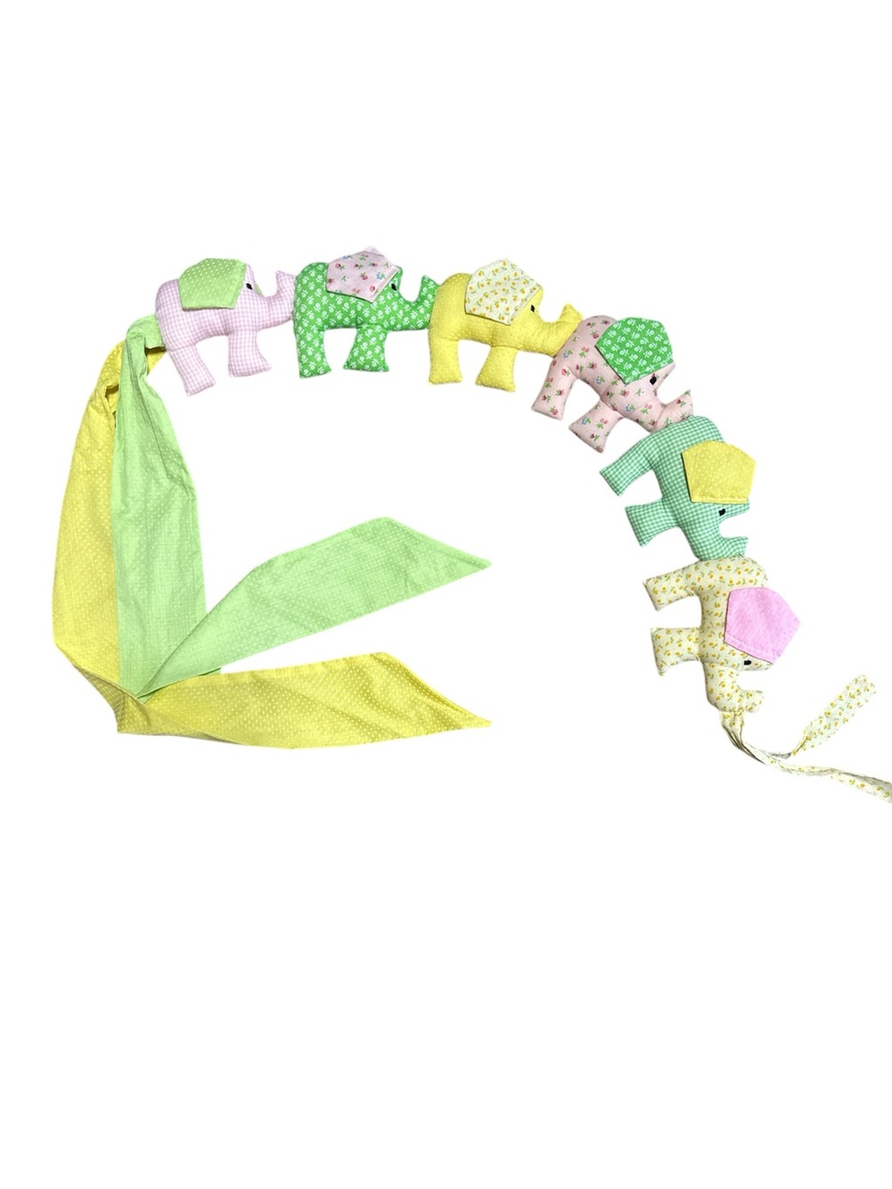 Vintage Fabric Elephant Nursery Garland Wall Hanging Pastel Patchwork